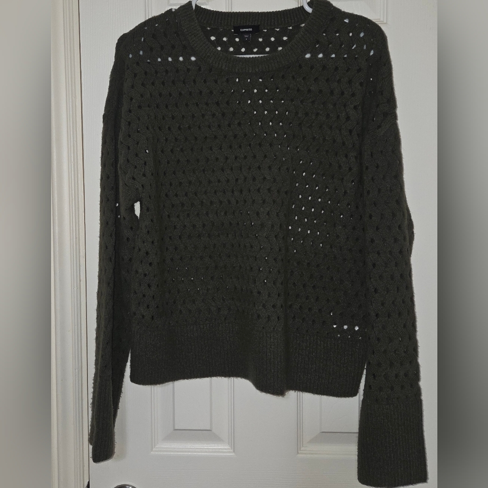 Express Dark Green Polka Dot Sweater
